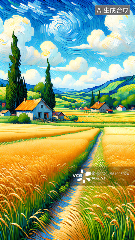 【AI数字艺术】乡村田园风光图片素材