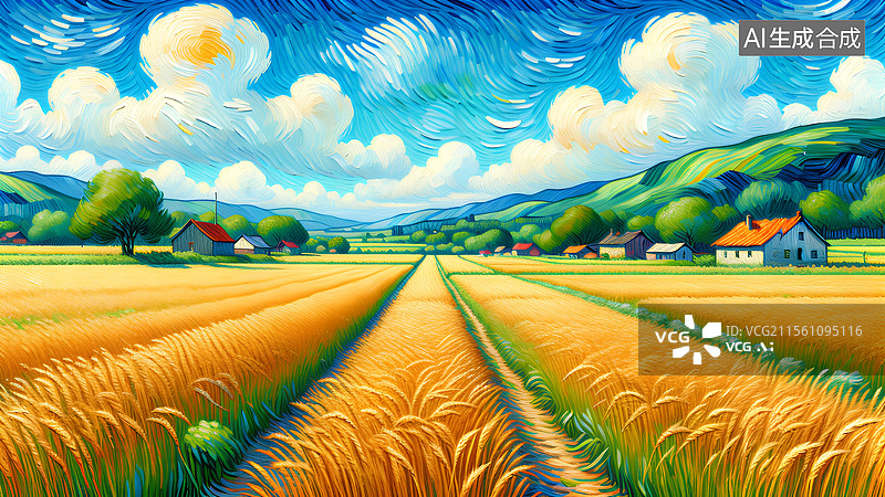 【AI数字艺术】美丽的麦田图片素材