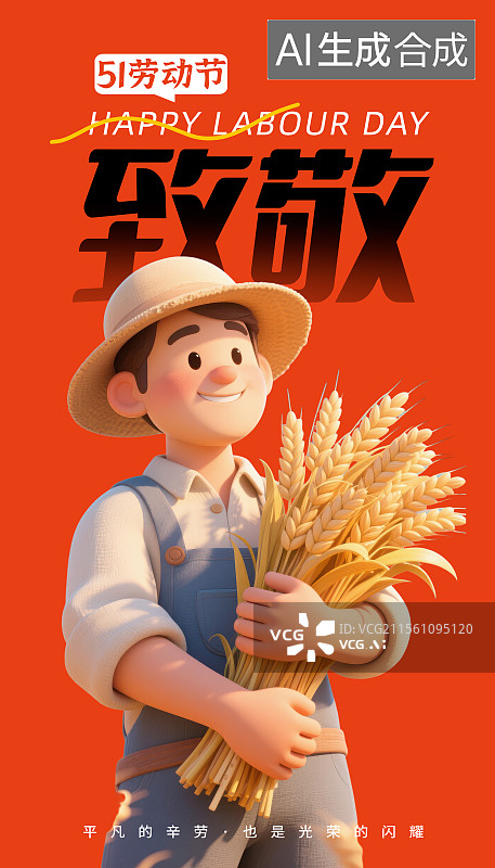 【AI数字艺术】五一劳动节不同职业人物形象插画海报图片素材