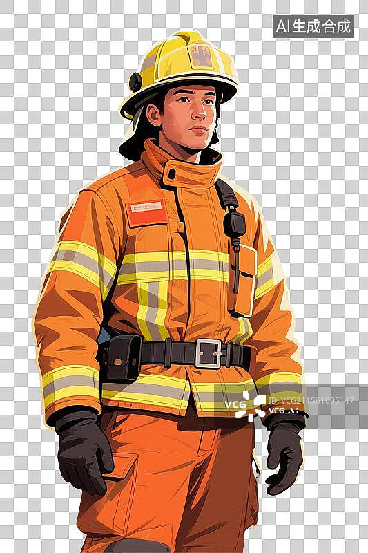 【AI数字艺术】消防员-国际劳动节人物形象插画元素图片素材