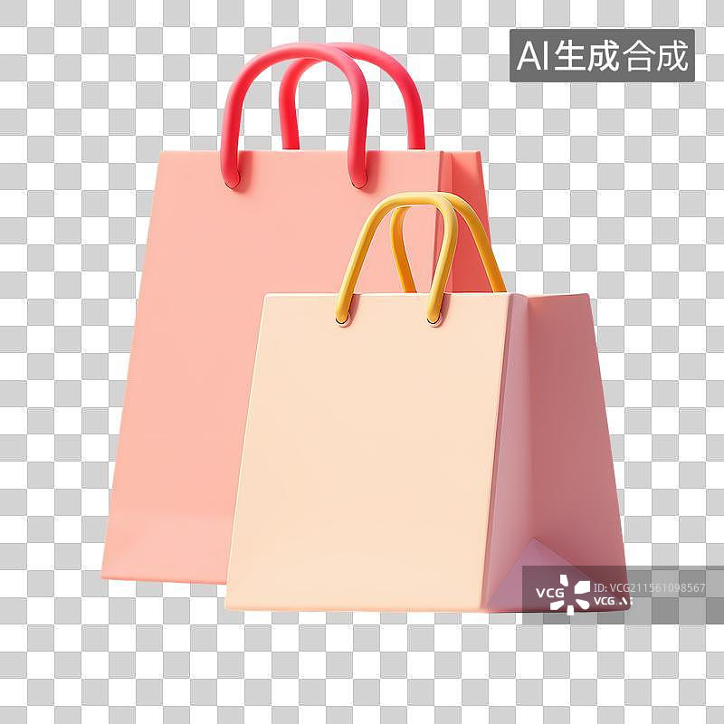 【AI数字艺术】卡通双购物袋立体图标图片素材