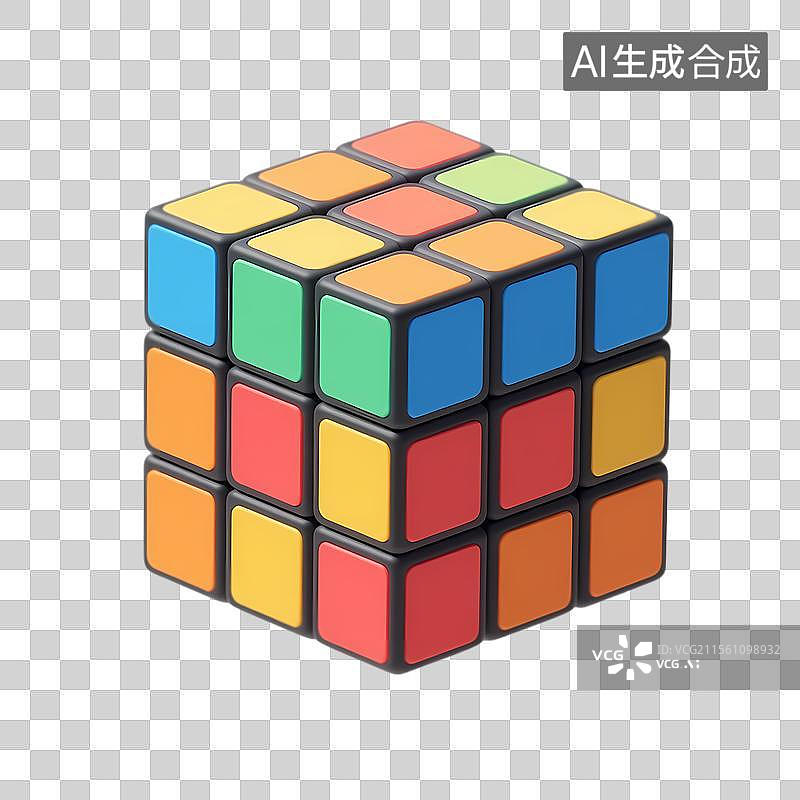 【AI数字艺术】3D卡通立体彩色魔方图标图片素材