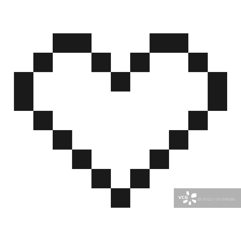 像素艺术风格的心形图案，带有深色轮廓图片素材