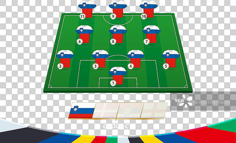 斯洛文尼亚队阵容的足球场图片素材