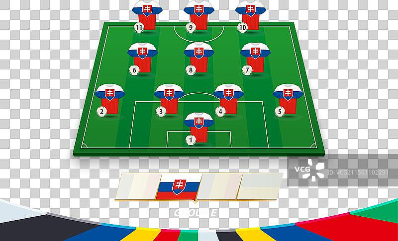 足球场上斯洛伐克队的阵容图片素材