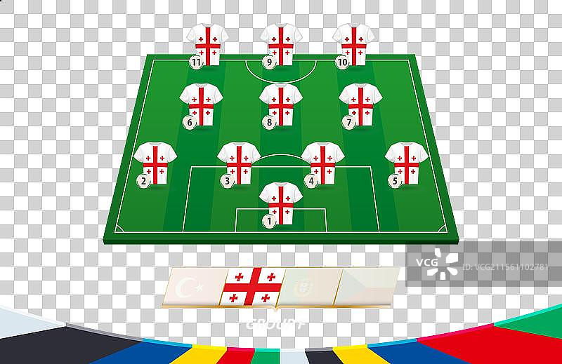 乔治亚队的阵容在足球场上图片素材