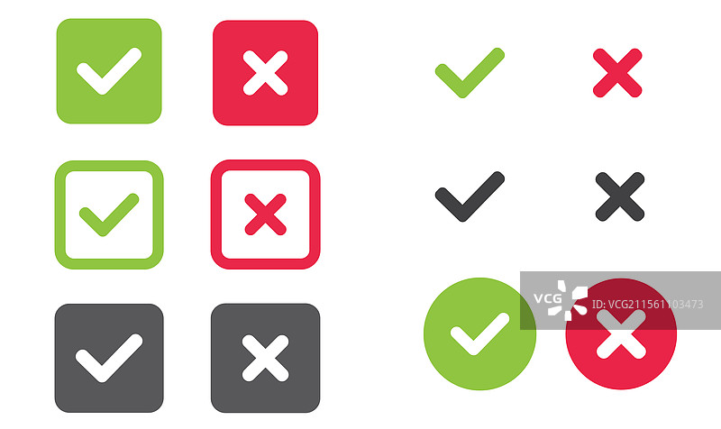 正确与错误图标集，包括勾选标记图片素材