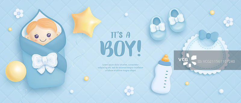 男孩出生贺卡 EPS图片素材
