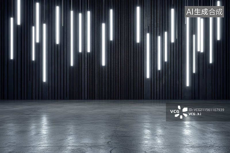 【AI数字艺术】灯光下的黑色房间图片素材