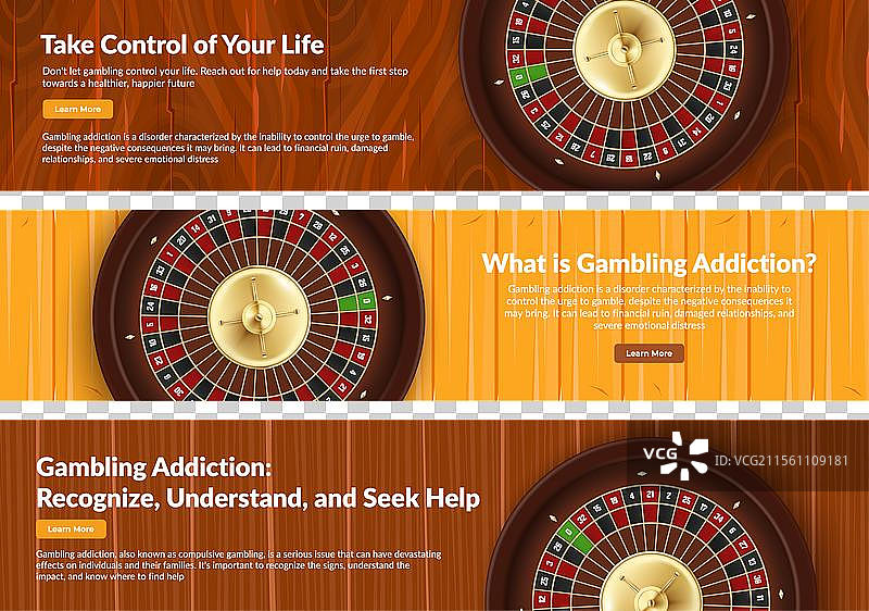 赌博成瘾控制着陆页设计图片素材