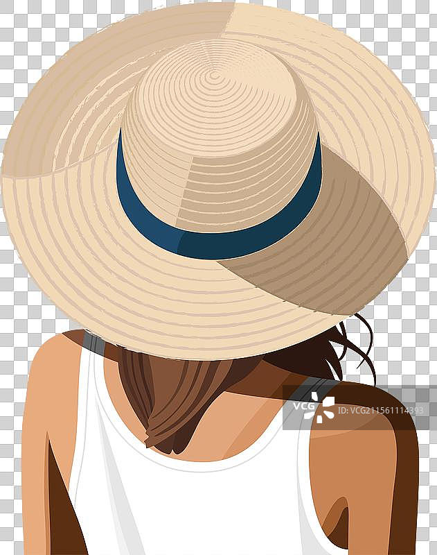 一个戴帽子的女孩在蓝色背景上图片素材