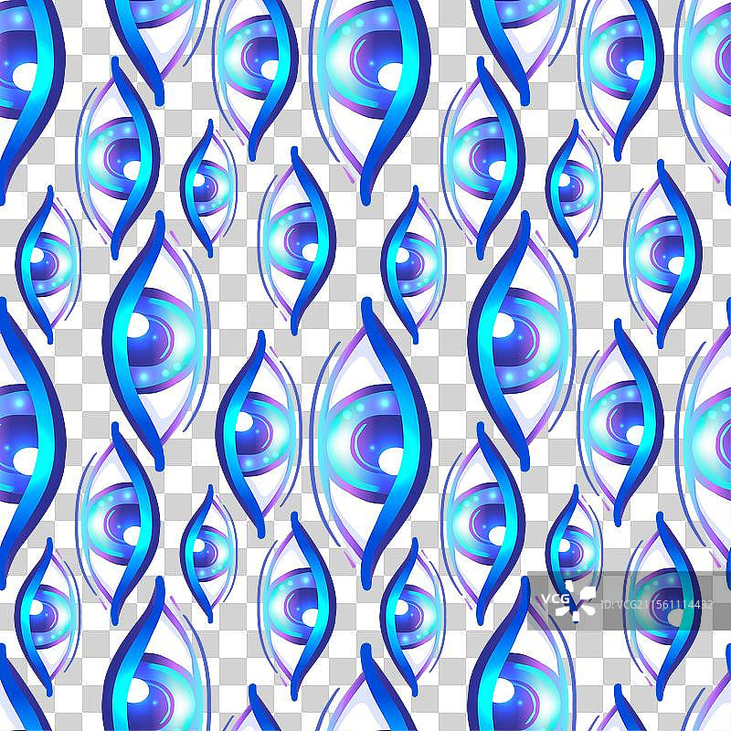 眼睛无缝图案，背景为多彩的复古点缀图片素材