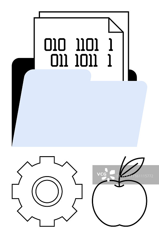 用于开发的二进制数据文件夹与齿轮图片素材