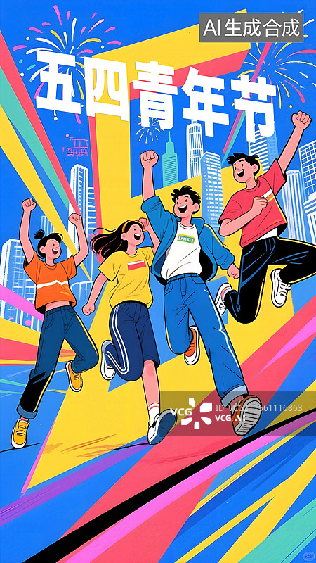 【AI数字艺术】五四青年节竖版海报图片素材