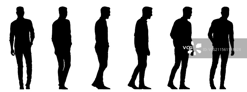 休闲装扮的黑色剪影概念图片素材