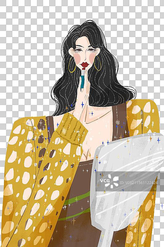 涂口红插画元素图片素材