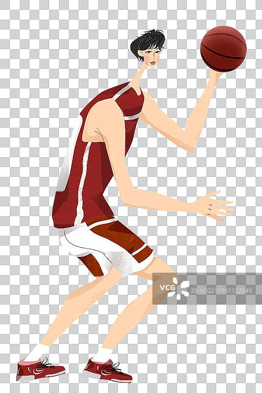 男孩打篮球插画元素图片素材