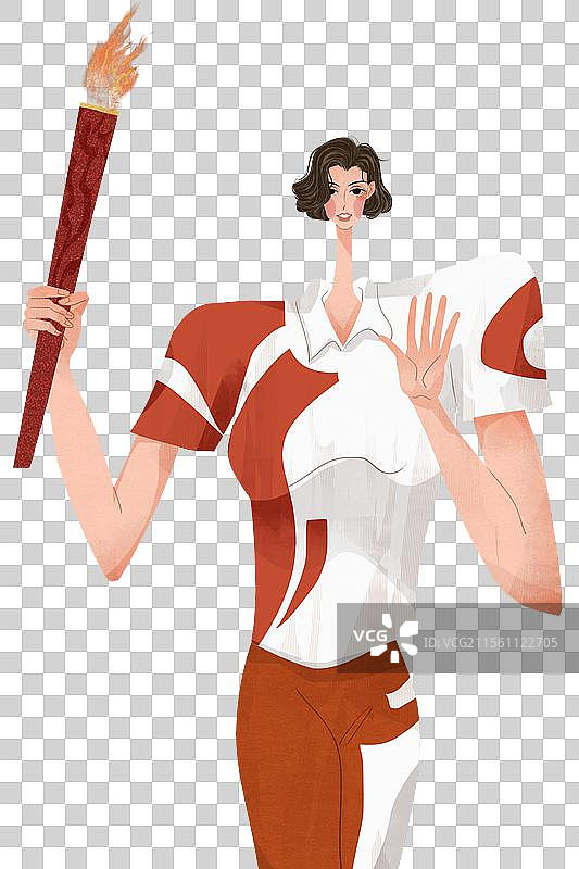 女性火炬手插画元素图片素材
