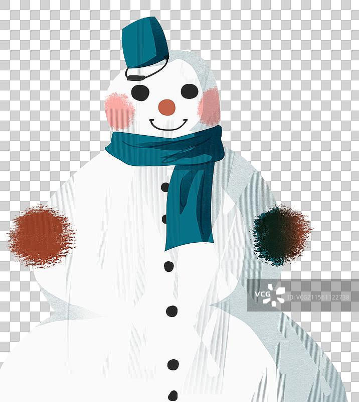 一个雪人插画元素图片素材