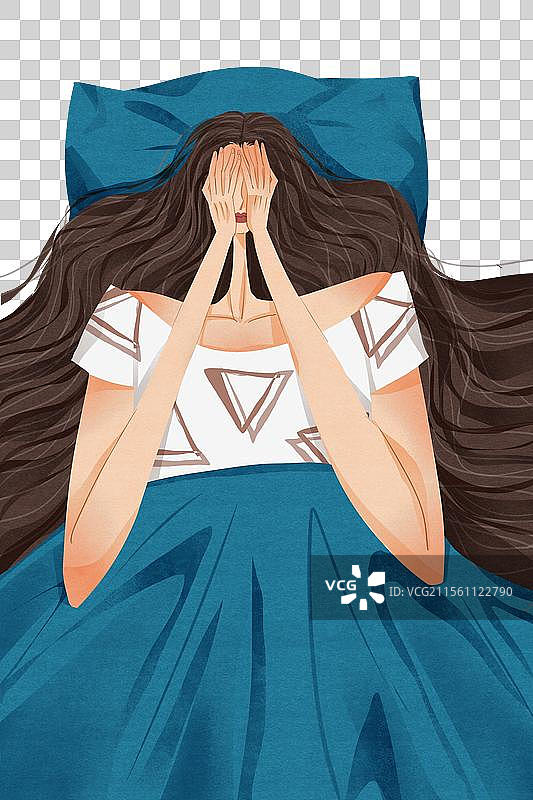 女性失眠插画元素图片素材