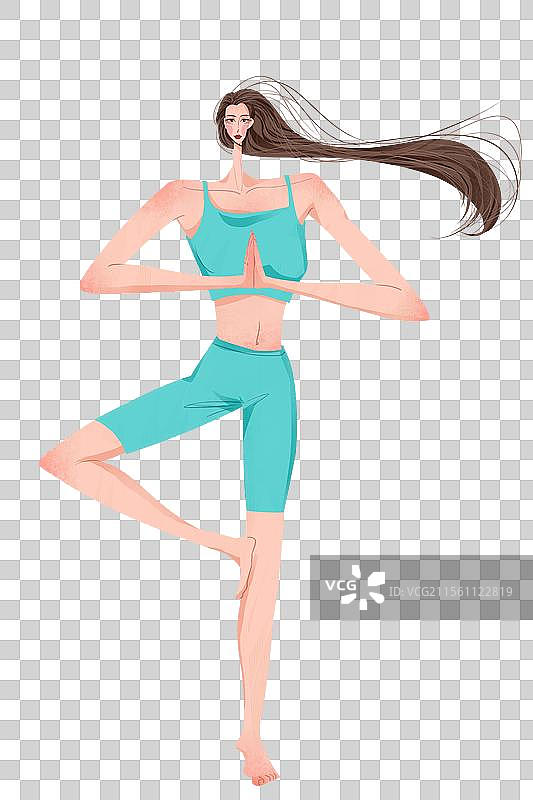 女性做瑜伽插画元素图片素材