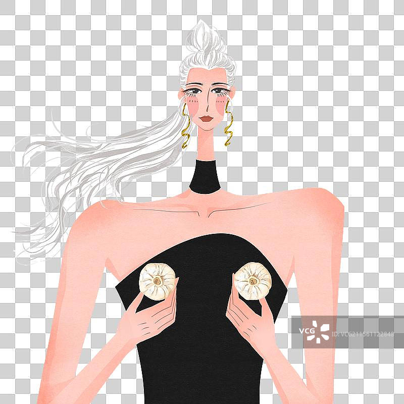 女性丰胸插画元素图片素材