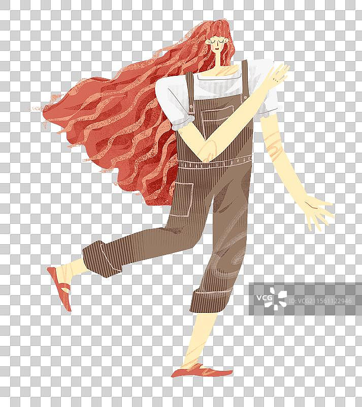 快乐女孩插画元素图片素材