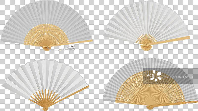 复古的竹子和纸制东方扇子图片素材