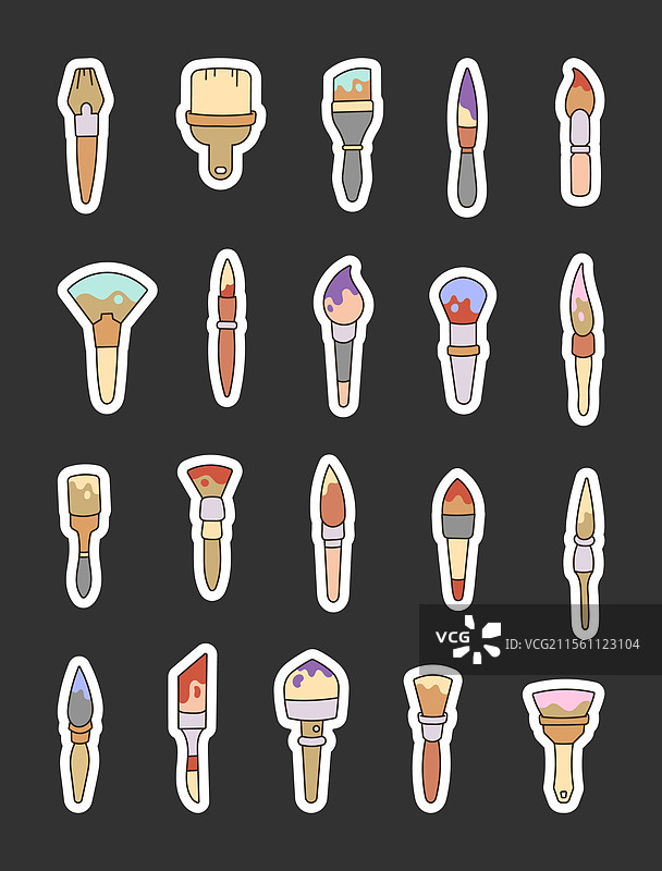 可爱的各种画笔套装图片素材