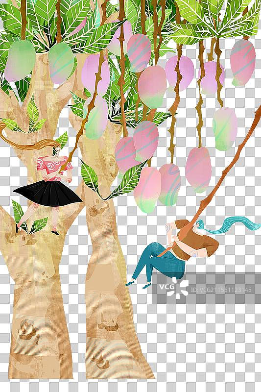 芒果树采摘插画元素图片素材