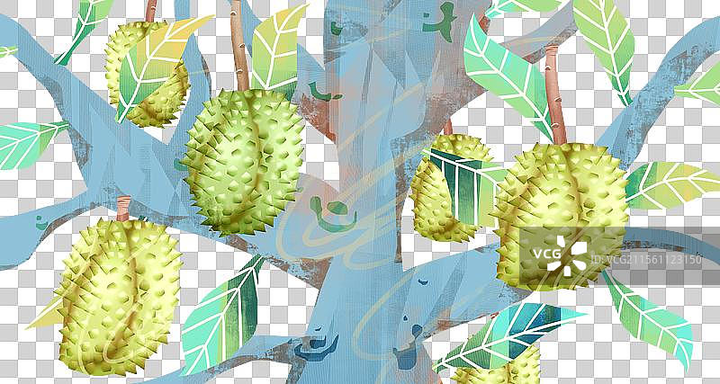 榴莲树插画元素图片素材