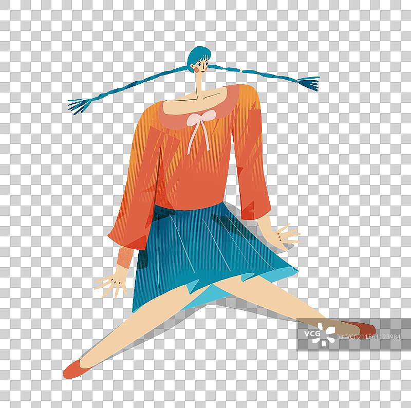 女孩坐着插画元素图片素材