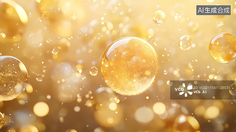 【AI数字艺术】金色液体滴落图片素材
