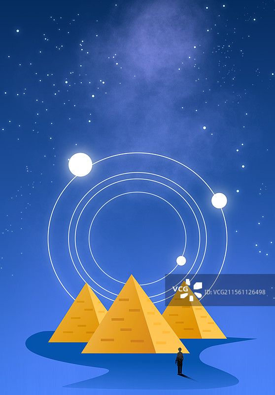 金字塔人类文明宇宙科幻插画图片素材