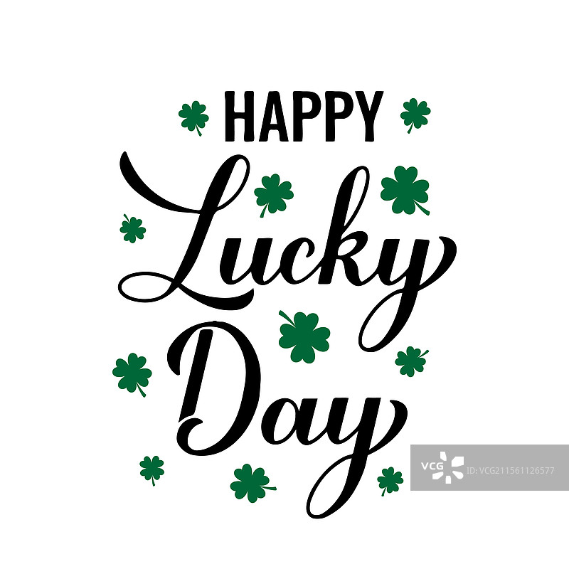 快乐幸运日书法手写字母幽默图片素材