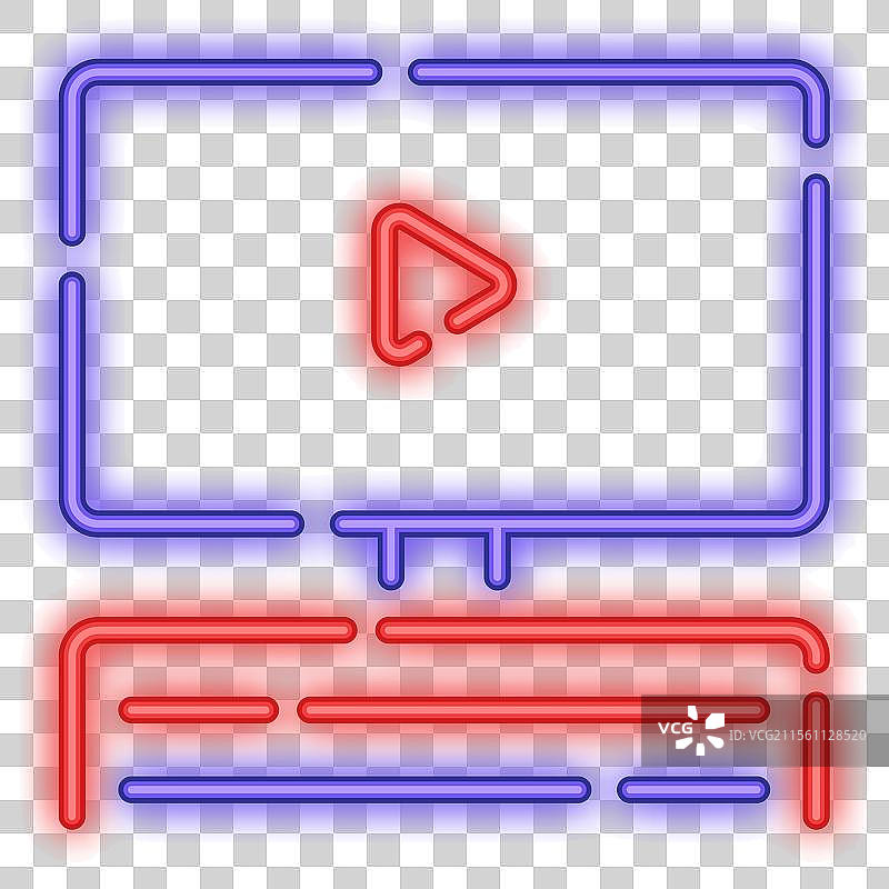 霓虹发光的平面电视放在家庭影院桌上图片素材
