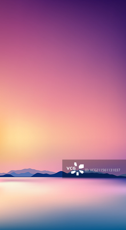 日落时分湖面的镜面反射图片素材