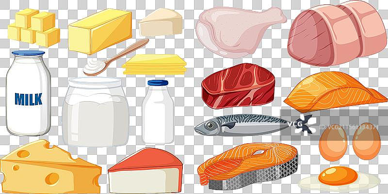 乳制品和肉类产品图片素材
