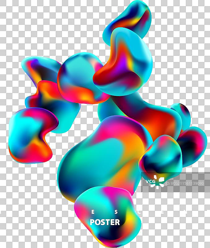一组孤立的五彩斑斓的彩虹泡泡图片素材