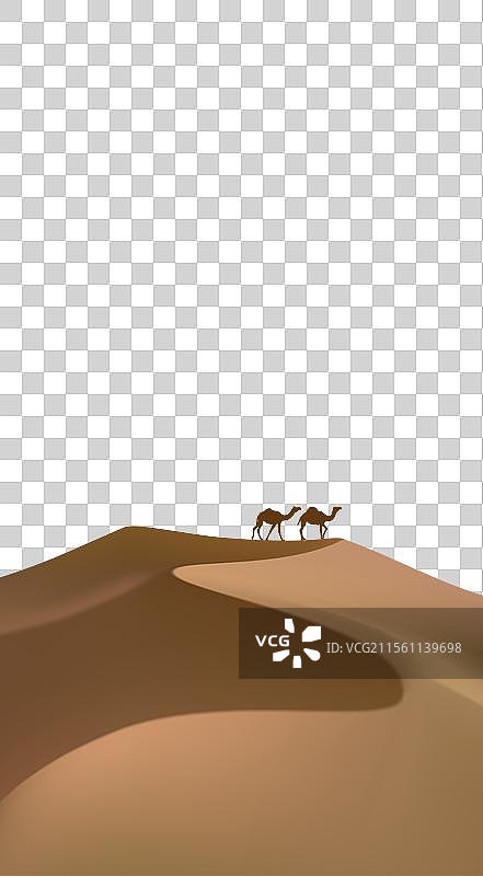 沙丘与骆驼素描图片素材