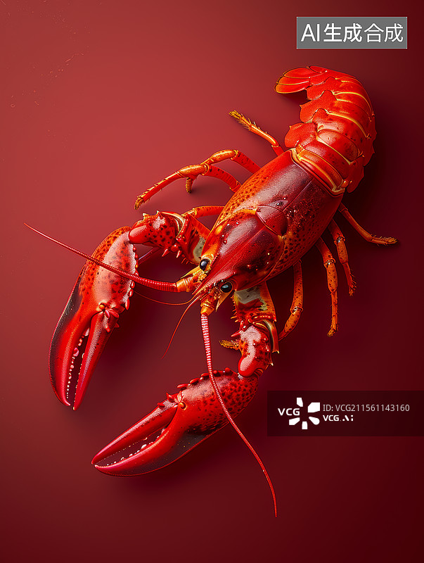 【AI数字艺术】红色小龙虾特写图片素材
