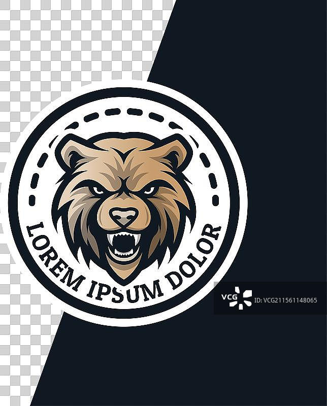 灰熊头部的吉祥物标志设计图片素材