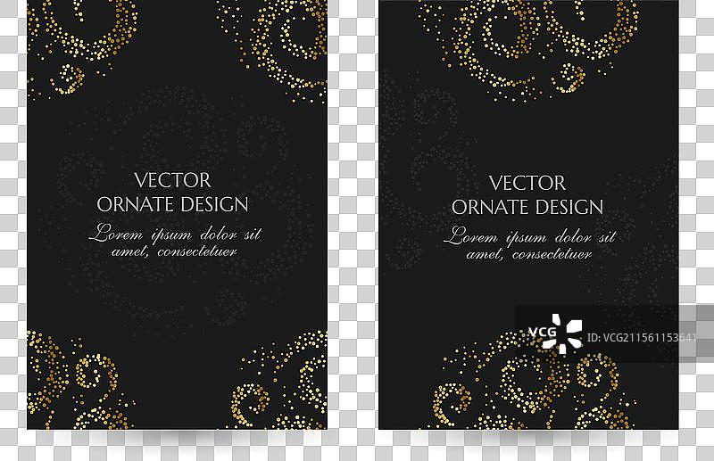 奢华的金色漩涡设计竖版海报图片素材