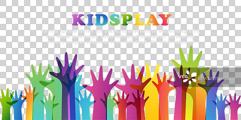 五彩斑斓的儿童举手，创意彩虹图片素材