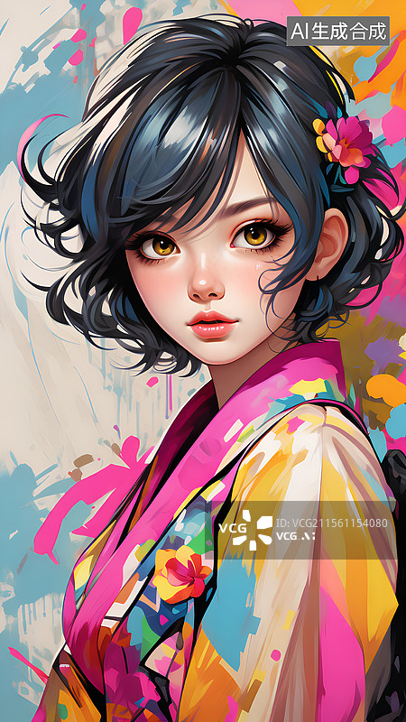 【AI数字艺术】穿旗袍的美女插画图片素材