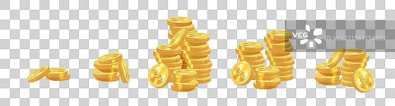 逼真的金币堆叠金钱图片素材