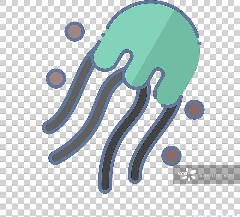 与海鲜相关的图标水母符号涂鸦图片素材