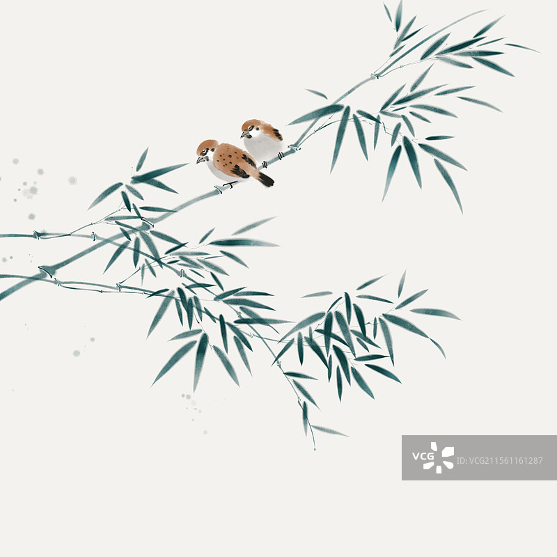 竹子竹林竹报平安水墨插画装饰画图片素材