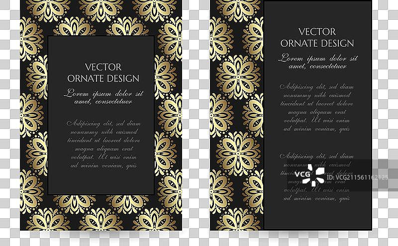 奢华的青铜花卉装饰竖版海报图片素材