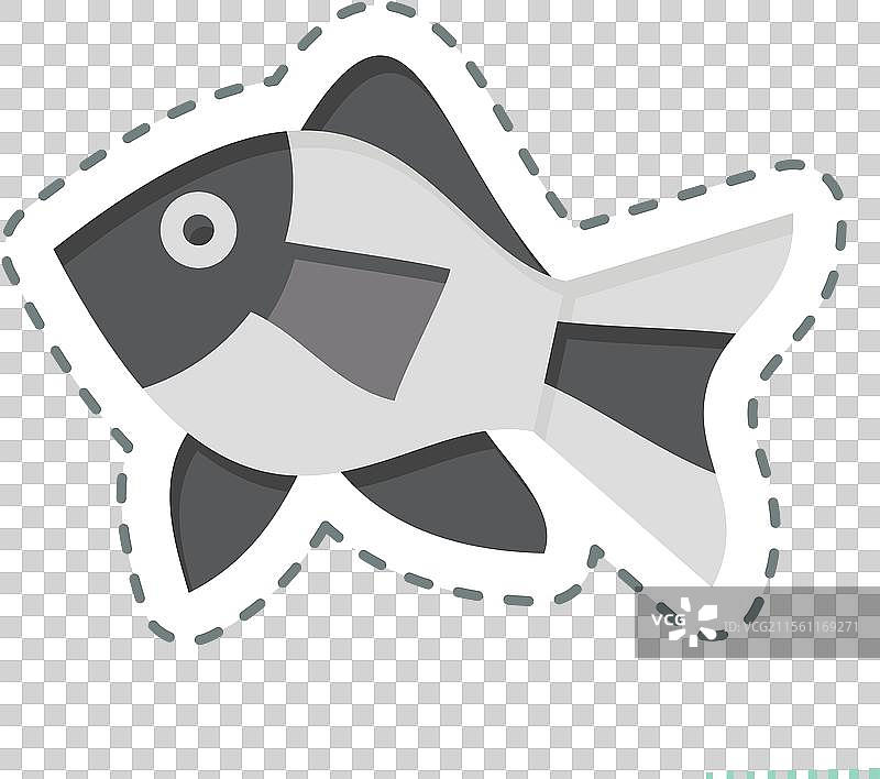 与海鲜相关的大西洋鱼类贴纸线条剪切图图片素材